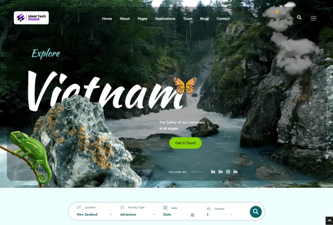Ideal Tech Global Travels website preview from the Ideal Tech Global portfolio