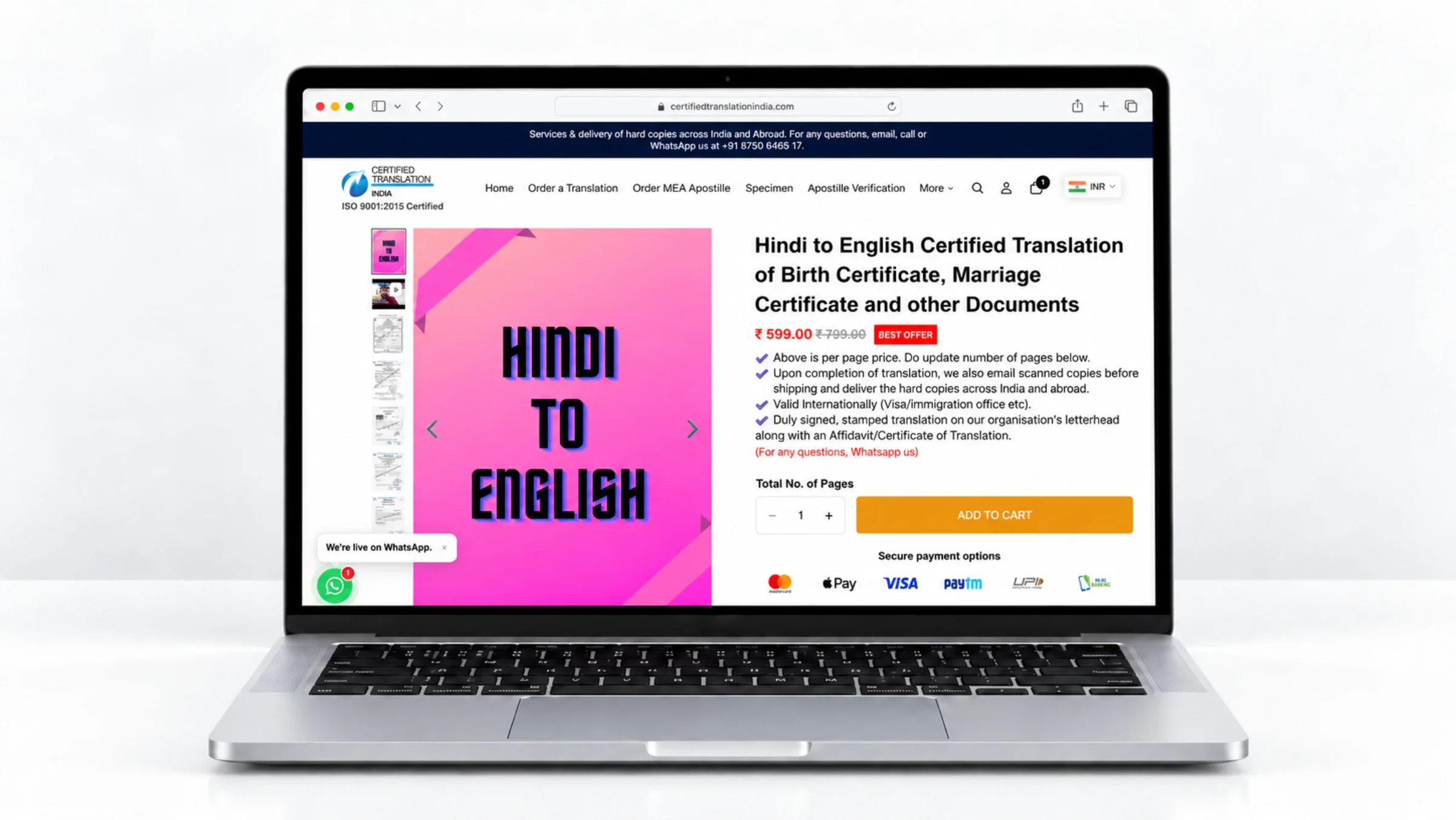 Earlier product page visual with a dense layout