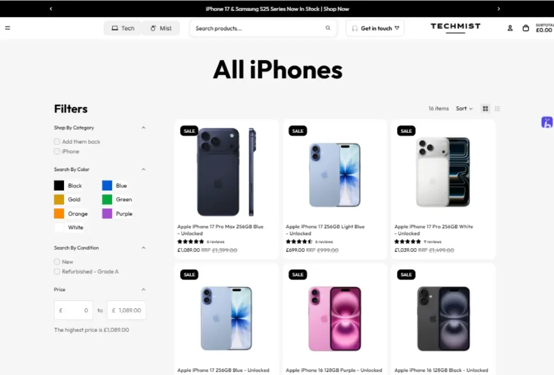 TechMist website preview from the Ideal Tech Global portfolio